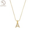 New Arrival 18K Gold Plated Initial Letter Charm Necklaces Stainless Steel Imitation Pearl Alphabet Pendant Necklace