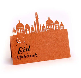 Factory Wholesale Custom Design Available Gold Color Ramadan Decorations Eid Mubarak Invitation Card