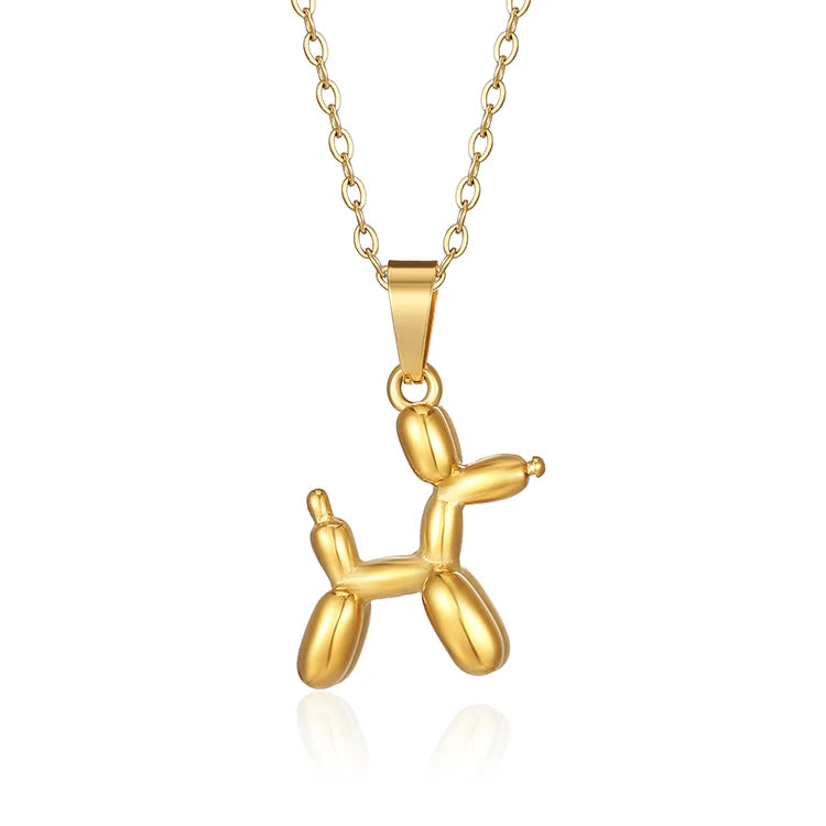 Y208 Wholesale Collar De Acero Inoxidable 18k Gold Plated Jewelry Animal Puppy Pendant Necklaces Balloon Dog Necklace for Women