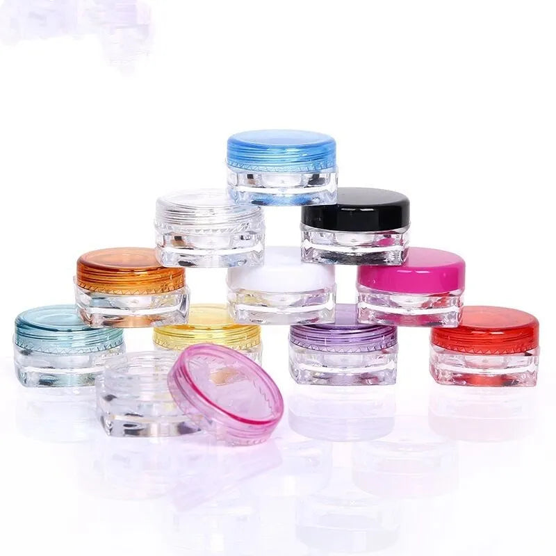 Wholesale  clear Plastic Ps Cream Jar Eye Cream Jar Mini 2g 3g 5g Empty pink Yellow Blue Purple Lid Empty Plastic Cream Jar