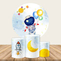 New Spaceman Astronaut Round Backdrop Rockets Universe Boy Birthday Party Backdrop