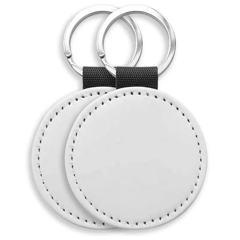 2025 Sublimation Products Double Sided PU Leather Round Keychains Sublimation Blanks