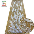 2022 Latest French Heavy Luxury Transparent Glass Large Beaded Bridal Embroidery Fabrics With Sequins Tulle Dress Fabric