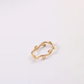 Fenny 18K Gold Plated Wholesale Non Tarnish Irregular Dainty Leaf Pave Stainless Steel Finger Ring Trend for Women