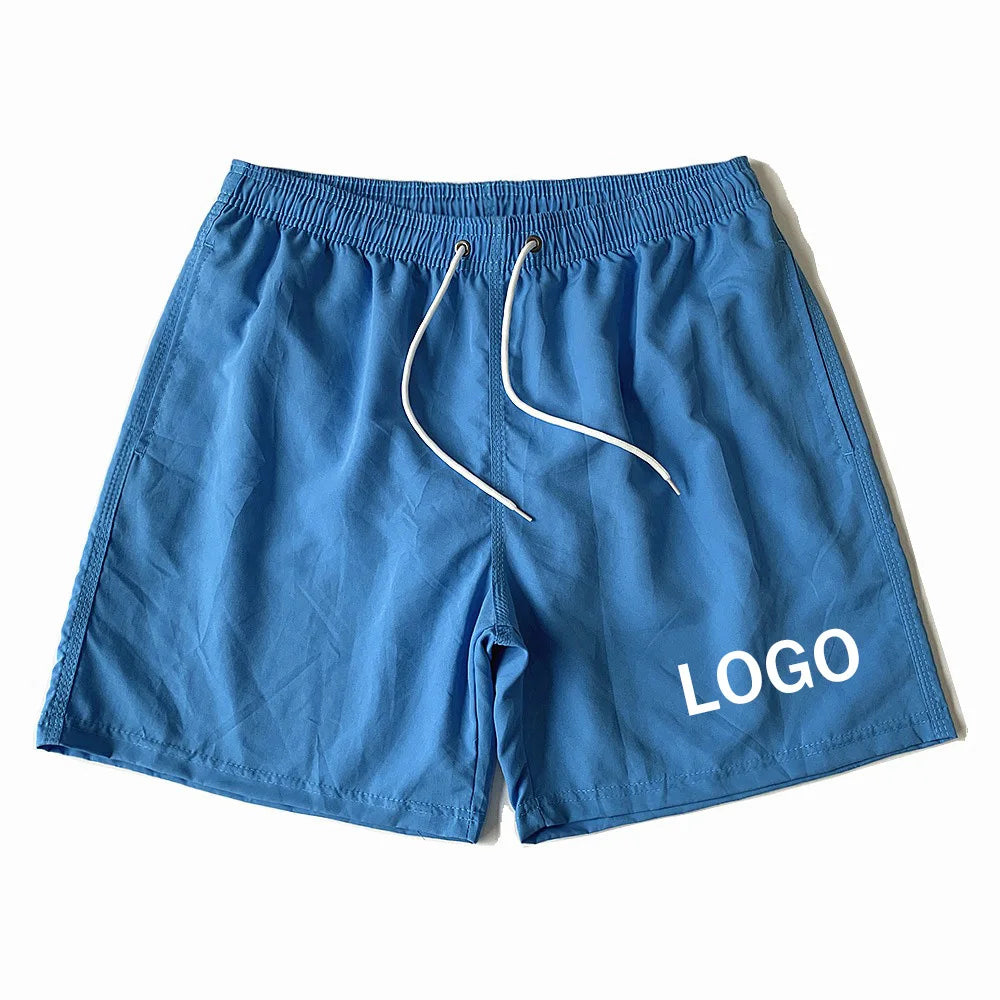 18 Colors Custom Logo Men's Summer Blank Mesh Lining Trunk Shorts Men Surf  Board Swimwear Beach Shorts for Men