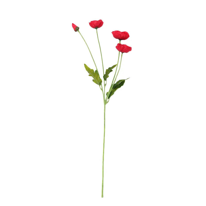 59cm Drop Shipping Wholesale Silk Poppy 3 Heads Artificial Long Stem Flowers