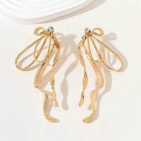 Lucky High Quality Hawaiian Fashion Cheap Stud Filled Bow Earrings Waterproof Stainless Steel Jewelry Boucles D'Oreilles Arc