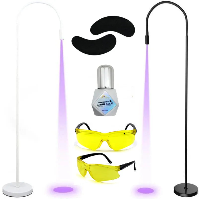 Free Logo UV LED Lash Lamp Floor Model with Sensitive Glue Quick Adhesion Beauty Light for Makeup & Eyelashes