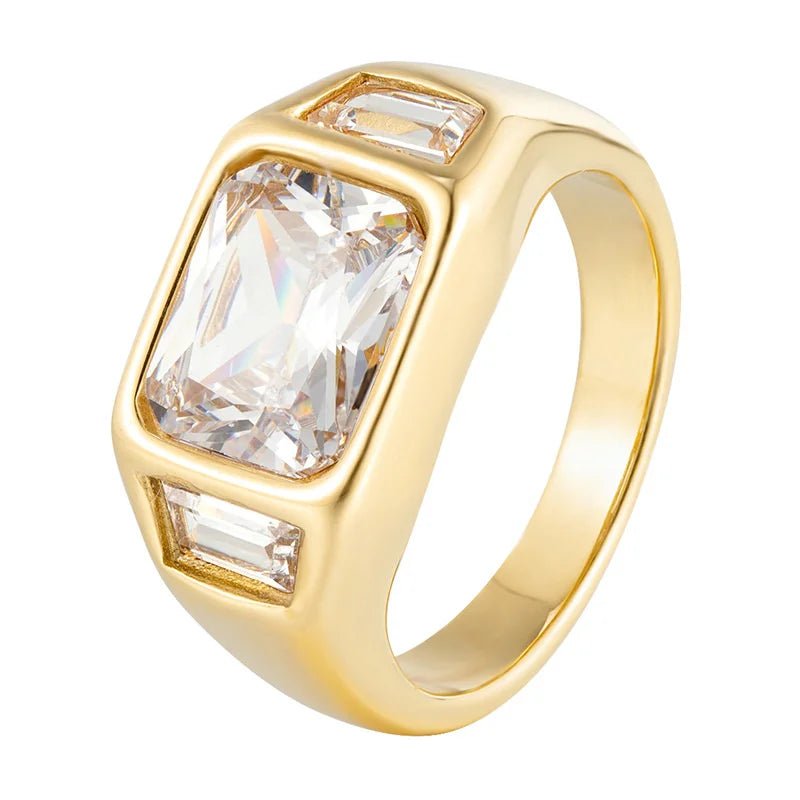 Wholesale Fashion Jewelry Ring Women Dainty Gold Plated Stainless Steel Zircon Finger Rings for Women