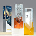 Gold Silver Bronze Red Base Crystal Block Trophy Awards MH-NJ0239
