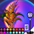 Sunset Lamp Modern 16 Colors Sunset Projection Floor Lamp Night Light Sunset Light for Living Room Bedroom with App Control