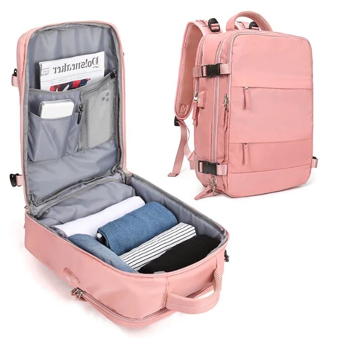 Hot Selling Laptop Backpack Nylon School Bag Large Capacity Carry on Travel Backpack with USB Charger