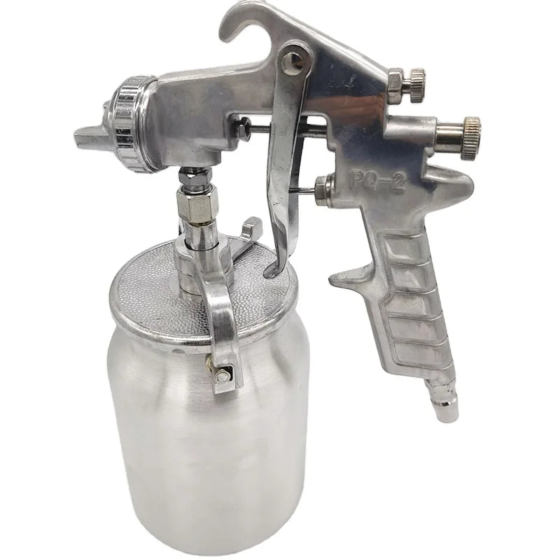 600ml Silver Cleaning Tool PQ-2 New Technology Air Spray Gun 8mm Nozzle 100mm Length Aluminium Alloy Plug Connection 1 Year