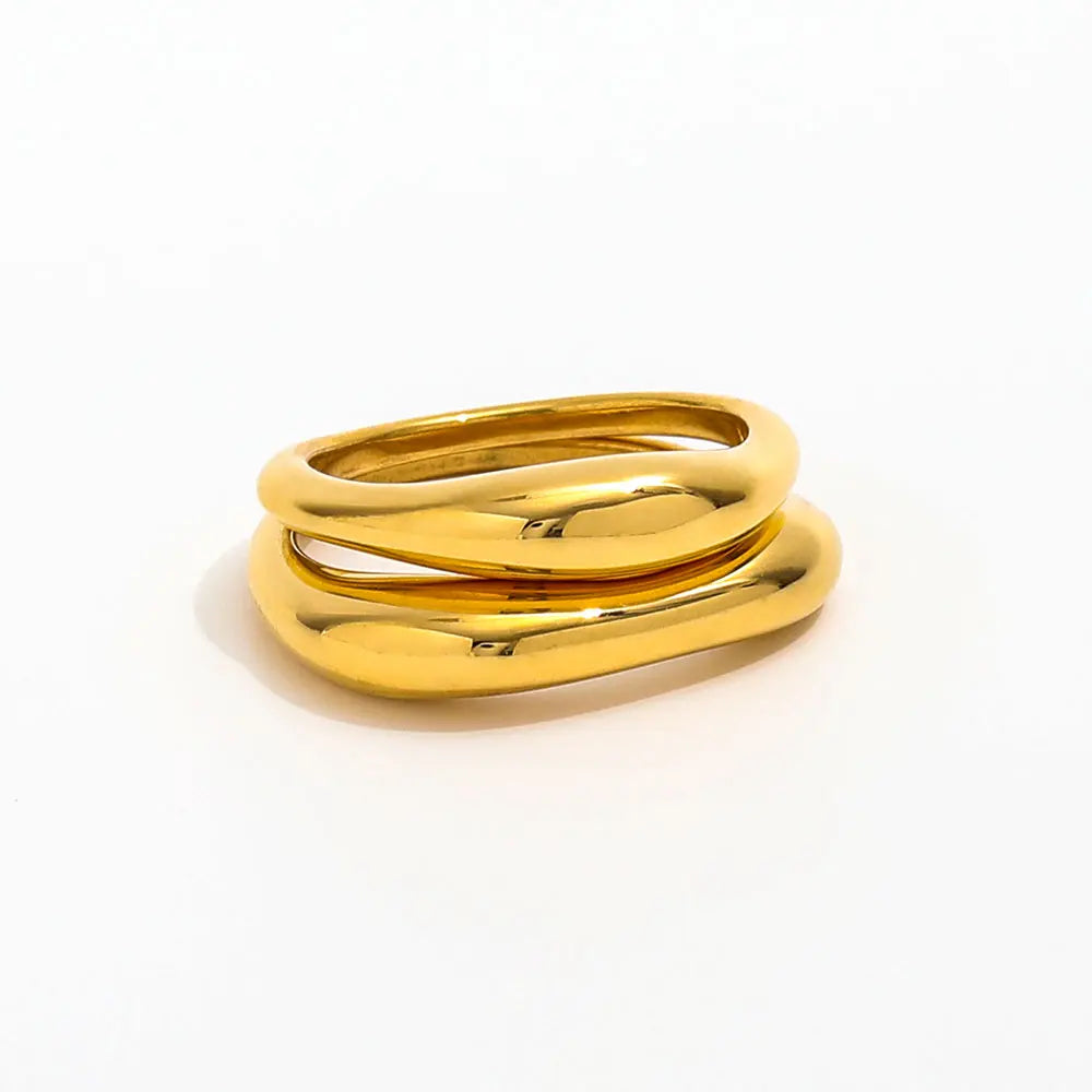 Fenny 18K Gold Plated Waterproof Fashion Irregular Personality Designer Ring Stainless Steel Wholesale Jewelry Form Women