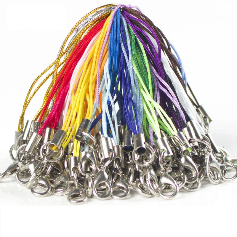 Assorted Colors Short Hand Wrist Lanyard with Lobster Clasp Rope Keychains Hooks for Handwork