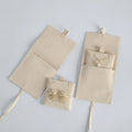 Almond Custom Microfiber Pouches with Insert Card Sets Beige Jewelry Bag Packaging Earring Necklace Slots Package Display Pad