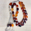 Hot Selling Middle East Muslim 33 Natural Agate Stone Beaded Tassel Rosary Beads Catholic