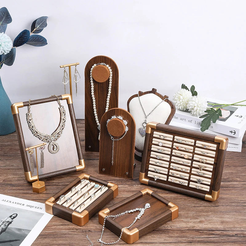 Wholesale Retro Necklace Ring Bracelet Jewelry Display Stand Set Portable Earring Jewelry Tray Jewelry Shop Store Display Rack