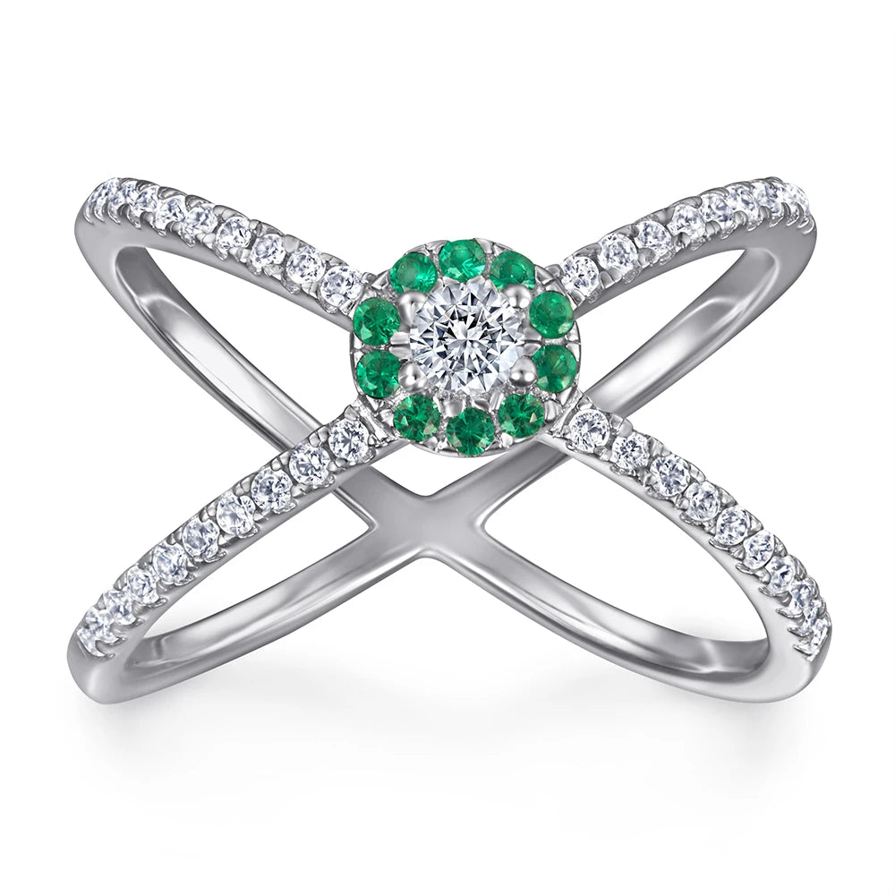 New Fashion 925 Sterling Silver Ring Baguette and Round Diamond Orbit Ring Main Stone Cubic Zirconia Ring