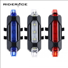 RIDERACE LED Waterproof Tail Light USB Rechargeable 15 Lumens Mountain Bicycle Rear Light Highlight Safety Warning Bike Light