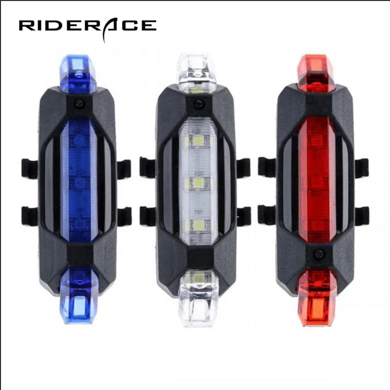 RIDERACE LED Waterproof Tail Light USB Rechargeable 15 Lumens Mountain Bicycle Rear Light Highlight Safety Warning Bike Light