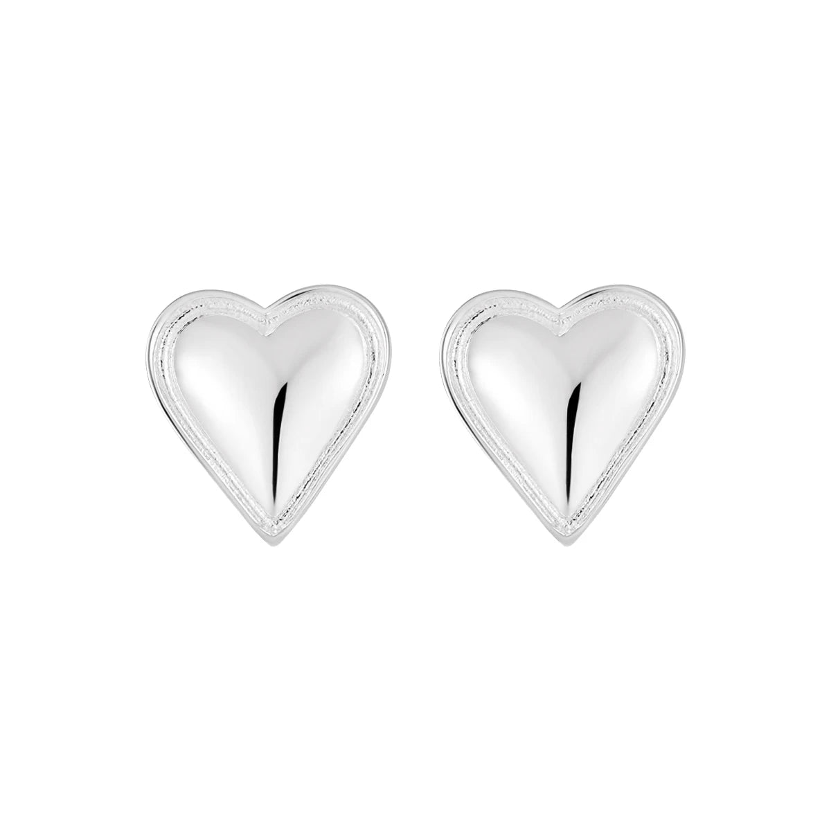 Vianrla S925 Sterling Silver Double-Sided Polished Heart Earrings for Women