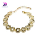 Elegant 14K & 18K Gold-Plated Round Inlaid Bracelets Luxury Fashion 925 Silver Charm for Gifts