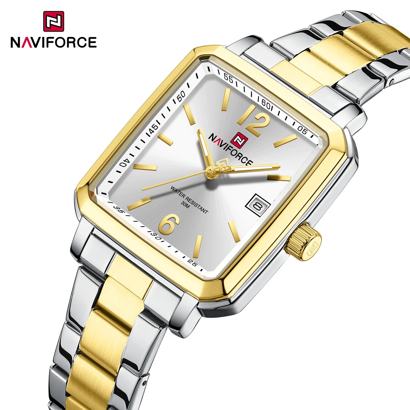 NAVIFORCE 9252G Quartz Watches Square Men's Gold Watch Manufacturer Luxus Uhr Original Couple Watch