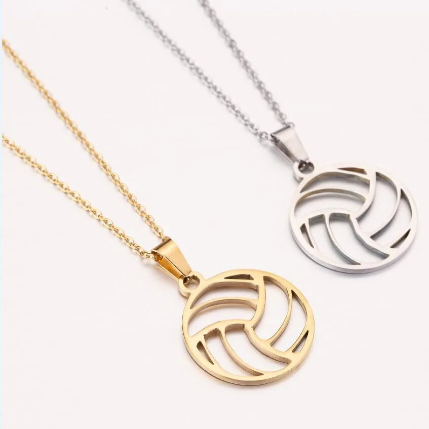 DAIHE Wholesale Sports Accessories Men and Women Stainless Steel Necklace Volleyball Shaped Pendant Necklace