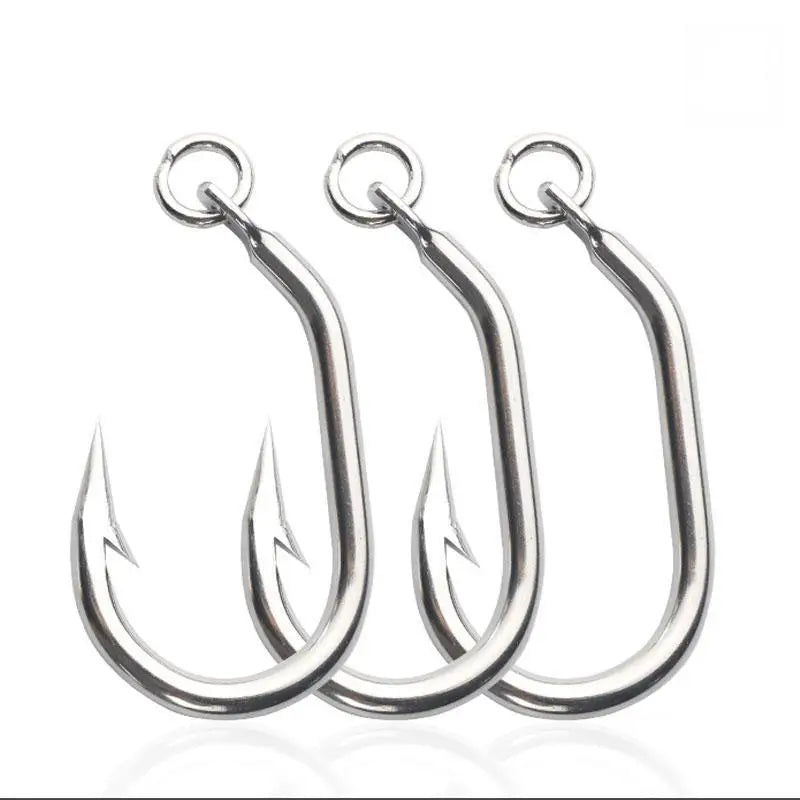 OEM Stainless Steel Big Game Jigging Bait Rig Strong Bent Bent Tuna Jig Fishing Hooks with Ring for Lure Fishing in Saltwater