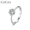 CZCITY Sterling Silver S925 Finger Woman White Gold Plated Bling Moissanite Diamond Eternity 925 Engagement Ring