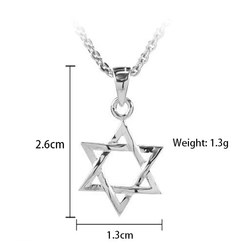 Hot Selling Solid David Star 925 Plain Silver Charm Fine Pendants Star of David Pendant  Necklace Wholesale
