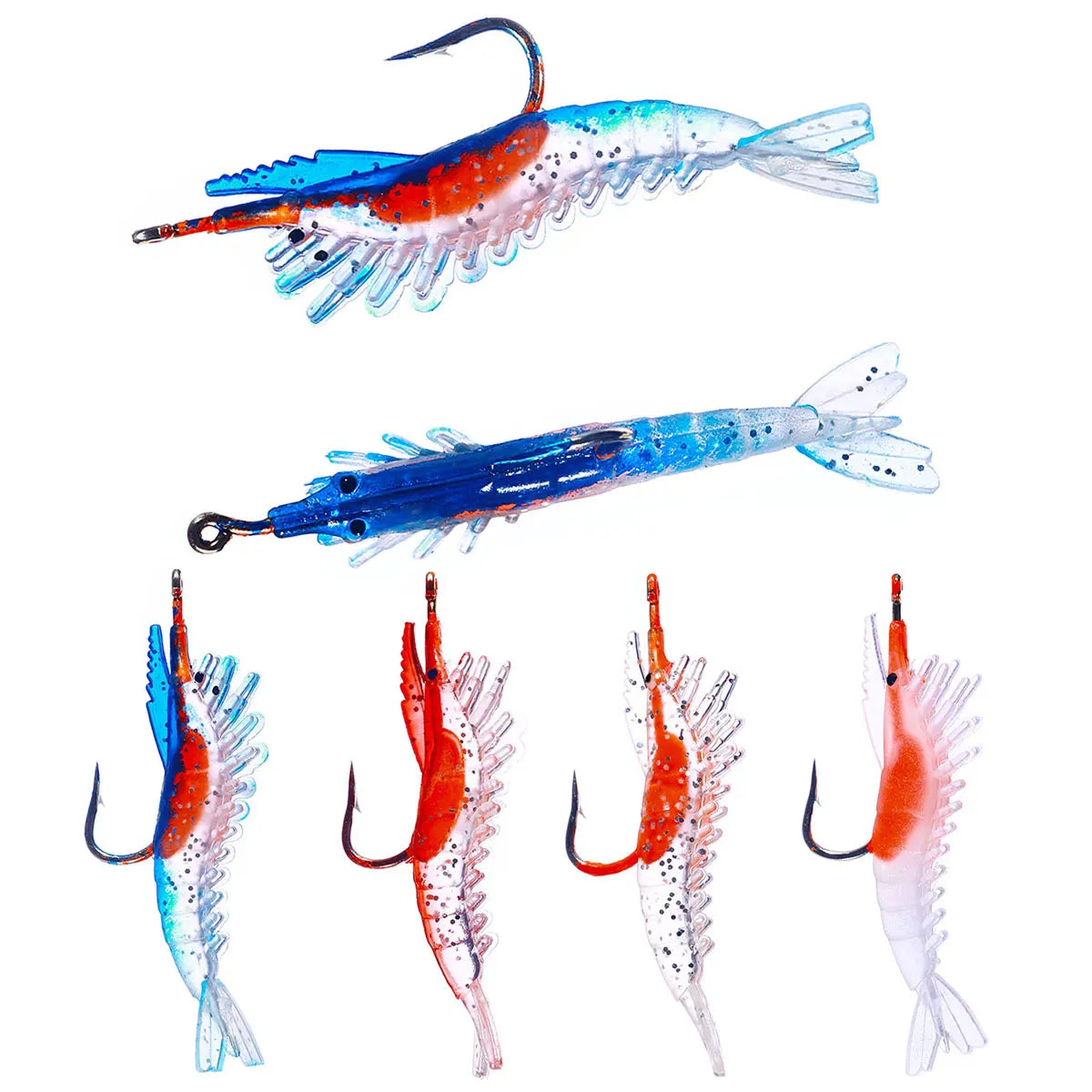 6CM 3G Artifical Topwater Prawn Lead Shrimp Lure Jointed Soft Plastic Bait for Bass Trout Saltwater Freshwater
