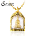 SSLHP-108 Steel Soldier Gold Buddha Pendant Necklace Stainless Steel Religious Gold Plated Stainless Steel Necklaces