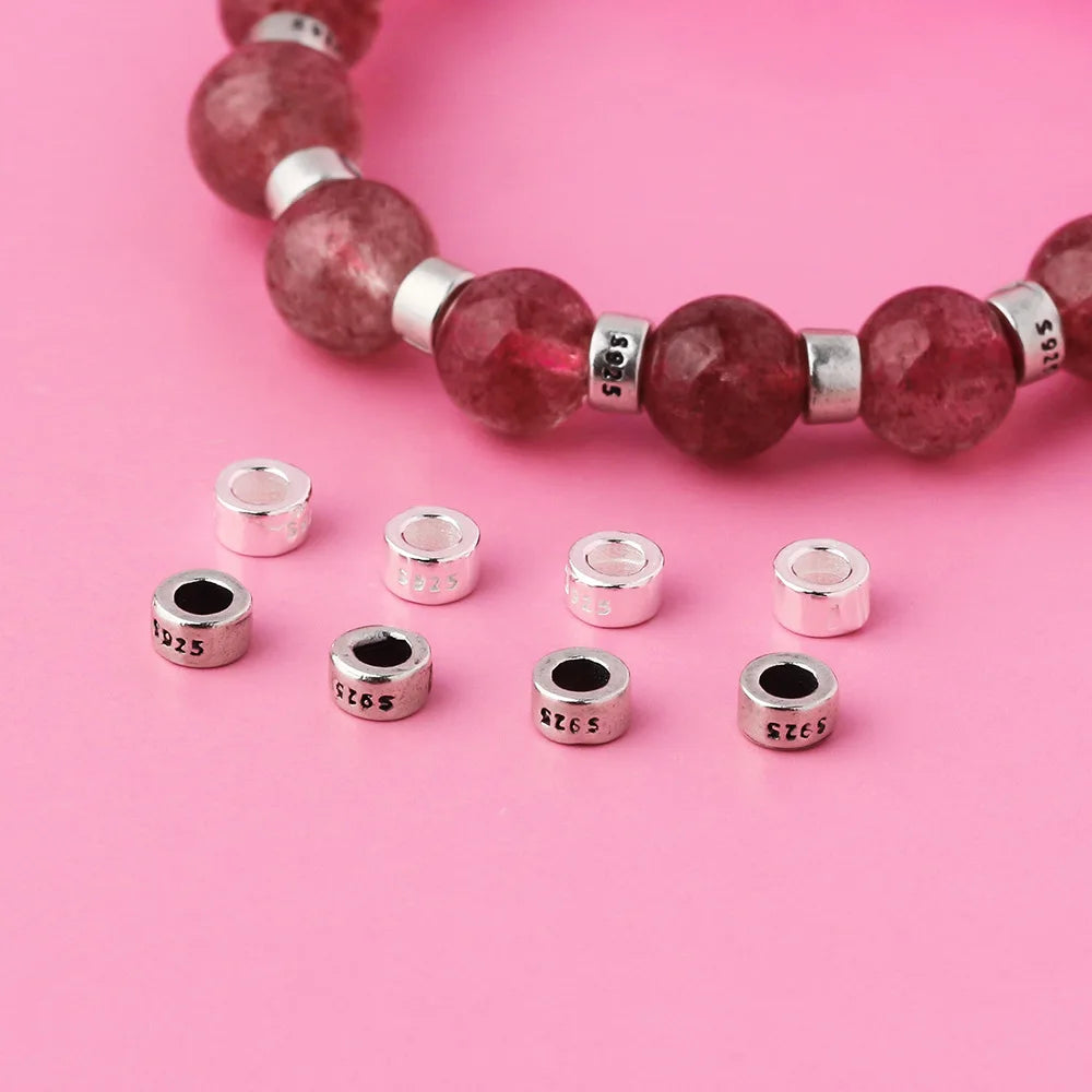 Retro 925 Sterling Silver 4mm Black Tubule Spacers Beads for Jewelry Making Accessories Wholesale