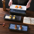 Rectangular Vintage Ceramic Color Glaze Sushi Plate for Restaurant 10 Inch Serving Plate Porcelain Serving Dish Pottery Plate