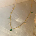 Fashion Fine Jewelry 925 Sterling Silver Emerald Waterdrop Pendant 18k Gold Plated Cubic Zirconia Necklace for Women
