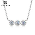 925 Sterling Silver Fine Jewlery Three Stone Pendant Round D Color All Moissanite Diamond Necklace for Women