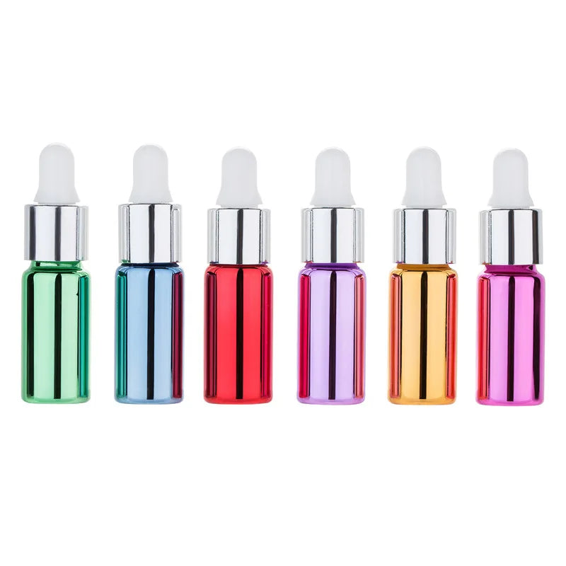 Custom Empty UV Gold Electroplating Essential Oil Glass Dropper Bottles 5ml