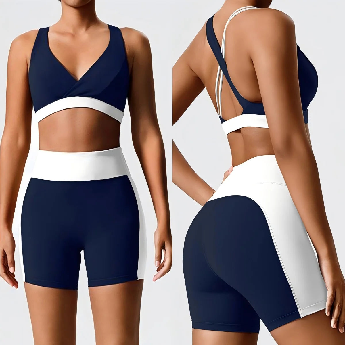 MAYYOUNG Custom Fitness Gym 2-Piece Women's Yoga Set Eco-Friendly Recycled Nylon Quick Dry Short Leggings Women's Sports Outfit