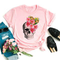 Autumn/Winter Vintage Style Women's T-Shirt Harajuku Skull Flower Loose O Collar Wholesale Factory Sales Retro Fashion Clothing