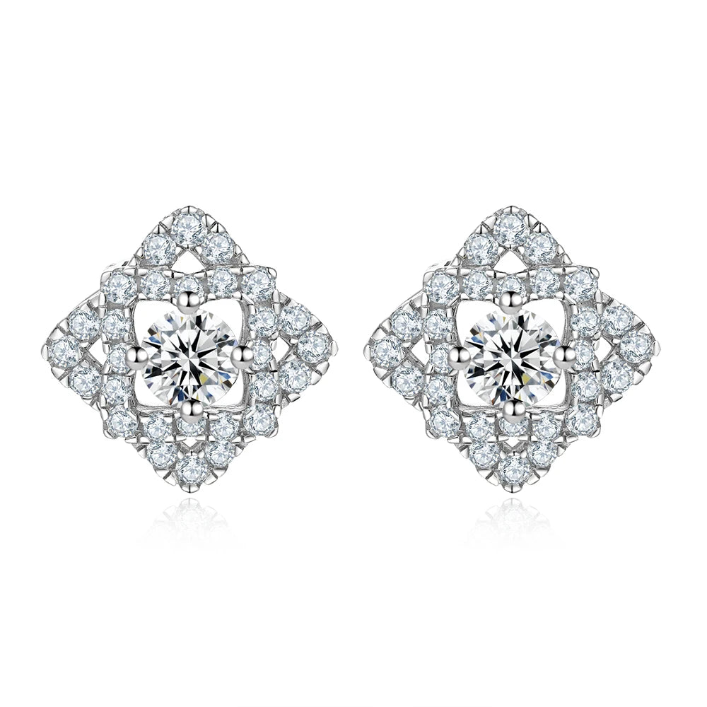S925 Silver Petals Ear Studs European American Fashion Simplicity Trendy Small Clear Ear Accessories with Zircon Factory Direct