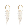 A Piece Personality Without Ear Hole Hanging Pearl Tassel Clip on Earrings for Women