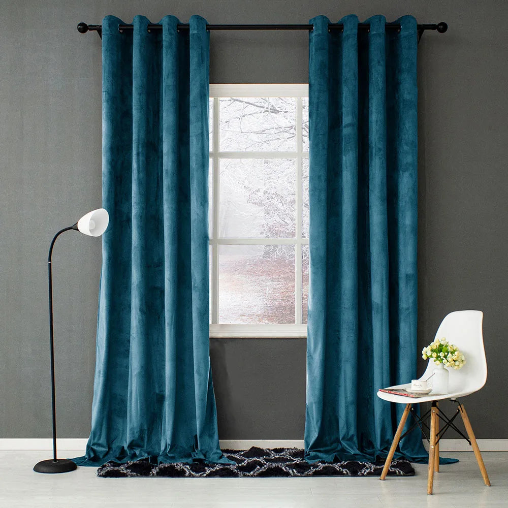Best Selling Luxury Solid Blackout Velvet Fabric Curtain Multiple Colors Available for Living Room Window More Curtains Valances