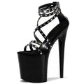 Black Stiletto Toe 20 cm High Heel Banquet Shoes 8 Inch Club Foot Fetish Pole Dance Platform High Heels