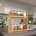 Custom Logo Solid Wood Double Layer Spice Storage Rack Kitchen Organ Coffee/Beverage/Organ Holder OEM/ODM Design Welcome