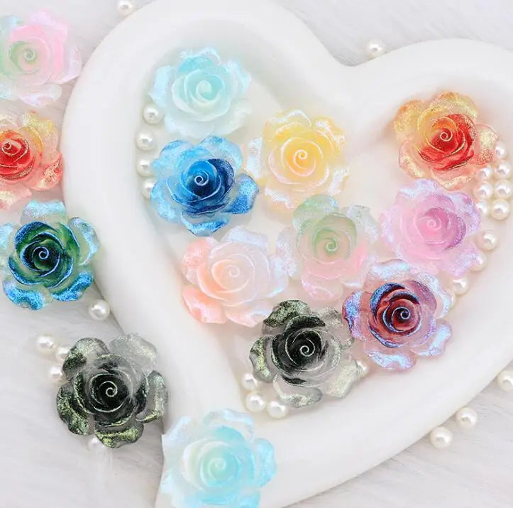 2024 New Fashion Camellia Resin Charms Colorful Flowers Resin Crafts DIY Hairpin Flowers Accessories