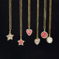 NS1195 Trendy 18k Gold Cz Pave Enamel Mama Mom Heart Star Shape Pendant Stainless Steel Chain Women Necklace