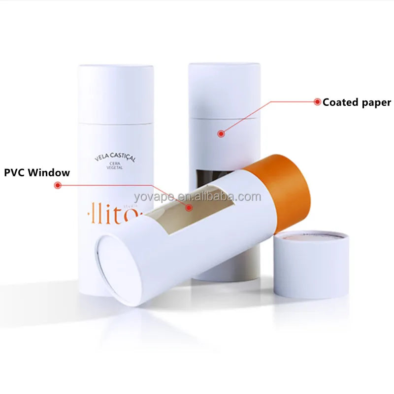 Custom Printing Cosmetic Oil Package Food Grade Round Cylinder Lip Gloss Paper Roller Cardboard Tube Packaging With PVC Window