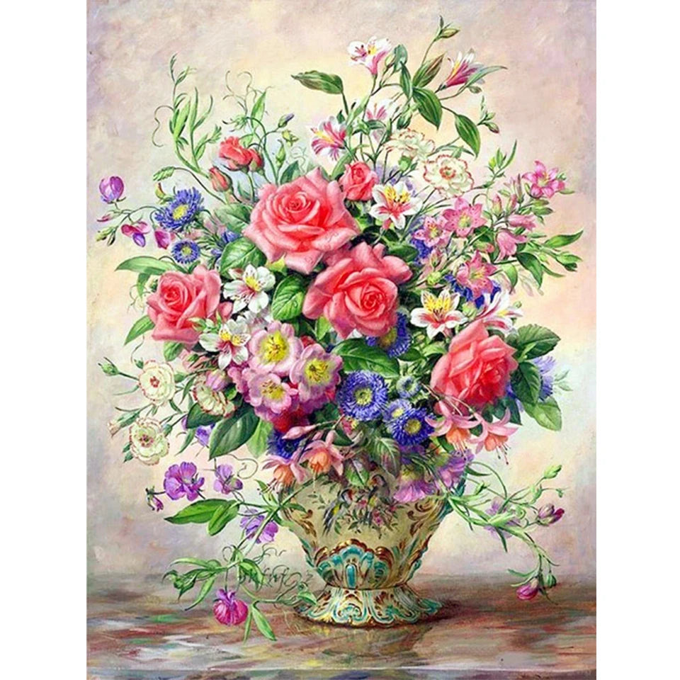Full Beads Rhinestone 5D DIY Flowers Embroidery Cross Stitch Kits for Home Decoration Wholesale Flowers Diamond Painting Diamond